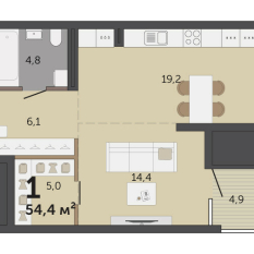 53.60 м² | 3 - 8 эт. 00