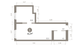41.00 м² | 2 - 8 эт.