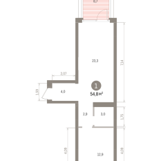 54.00 м² | 2 - 9 эт. 00