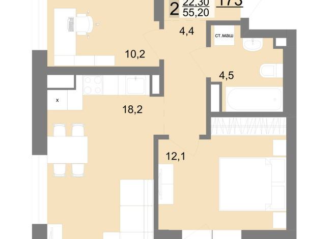 54.90 м² | 21 - 26 эт.
