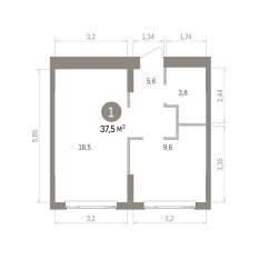 37.00 м² | 5 - 7 эт. 00