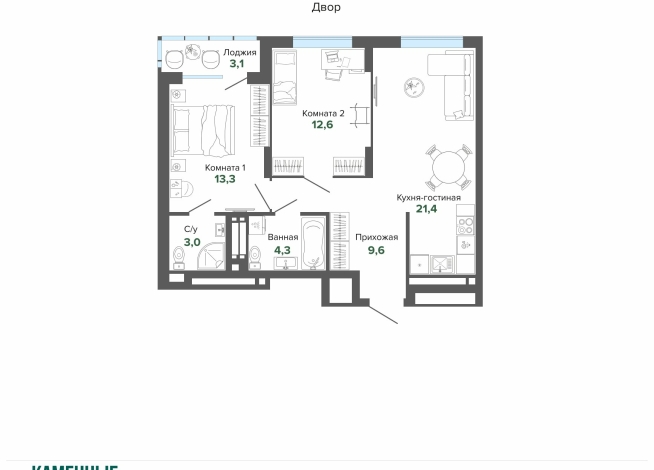 67.19 м² | 14 - 25 эт.