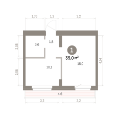 35.00 м² | 7 - 8 эт. 00