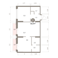 50.00 м² | 9 - 9 эт. 00