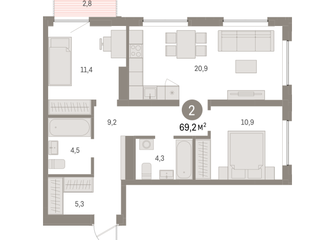 69.00 м² | 5 - 8 эт.