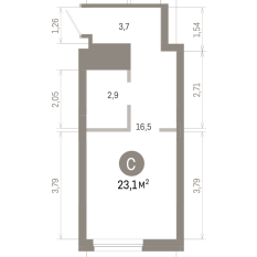 23.00 м² | 3 - 8 эт. 00