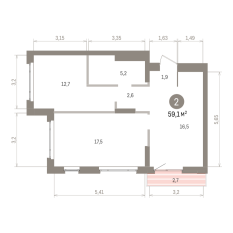 59.00 м² | 14 - 16 эт. 00