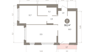 59.00 м² | 14 - 16 эт.