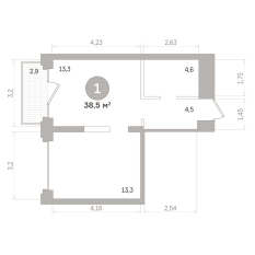38.00 м² | 14 - 17 эт. 00