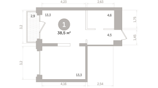 38.00 м² | 14 - 17 эт.