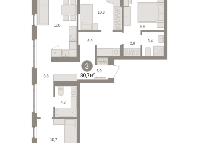 80.00 м² | 5 - 7 эт.