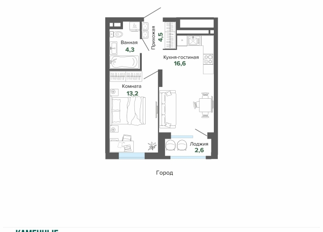 41.07 м² | 9 - 25 эт.