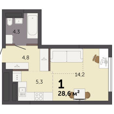 28.60 м² | 9 - 32 эт. 00