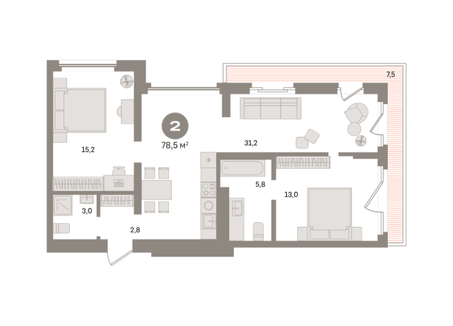 78.00 м² | 21 - 24 эт.