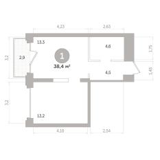 38.00 м² | 8 - 17 эт. 00