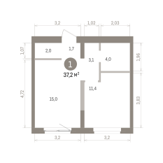 37.00 м² | 6 - 8 эт. 00