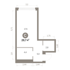 29.00 м² | 3 - 16 эт. 00