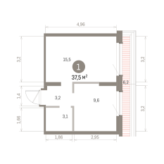 37.00 м² | 7 - 8 эт. 00