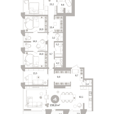 238.00 м² | 18 - 21 эт. 00