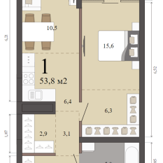 53.80 м² | 5 - 23 эт. 00