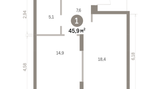 45.00 м² | 4 - 16 эт.