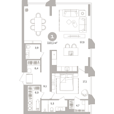 110.00 м² | 5 - 21 эт. 00