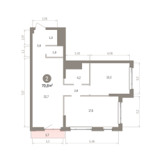 70.00 м² | 21 - 25 эт. 00