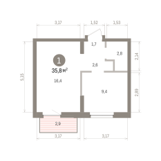 35.00 м² | 7 - 7 эт. 00