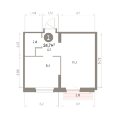 34.00 м² | 8 - 9 эт. 00
