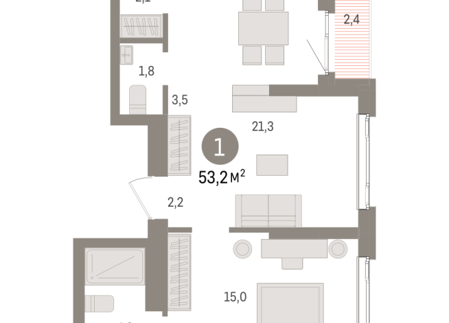 53.00 м² | 21 - 25 эт.