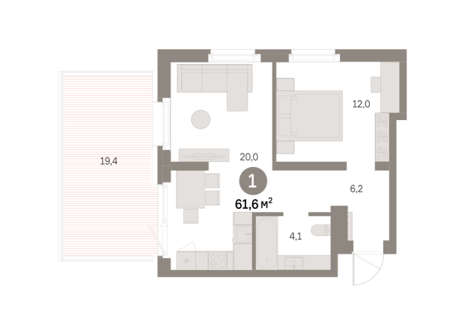 61.00 м² | 1 - 9 эт.