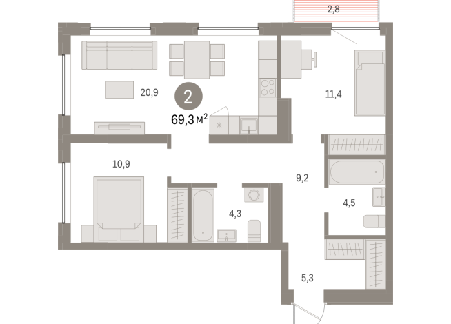 69.00 м² | 4 - 8 эт.