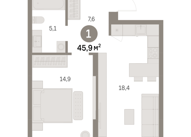 45.00 м² | 4 - 16 эт.