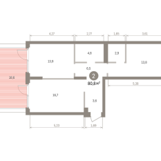 80.00 м² | 2 - 7 эт. 00