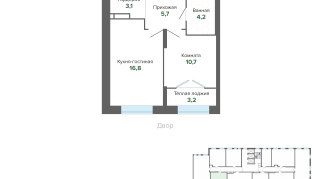 43.68 м² | 3 - 25 эт.