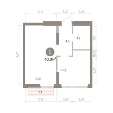 39.00 м² | 8 - 9 эт. 00