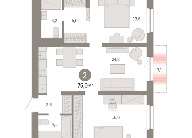 75.00 м² | 6 - 17 эт.