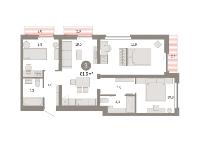 81.00 м² | 4 - 9 эт.