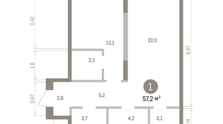 57.00 м² | 8 - 15 эт.