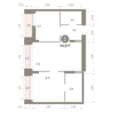 54.00 м² | 7 - 7 эт. 00