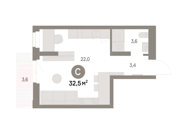 32.00 м² | 4 - 16 эт.