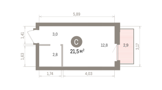 21.00 м² | 6 - 7 эт.
