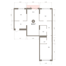 82.00 м² | 6 - 9 эт. 00