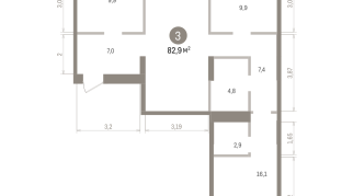 82.00 м² | 6 - 9 эт.