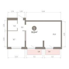 53.00 м² | 9 - 9 эт. 00