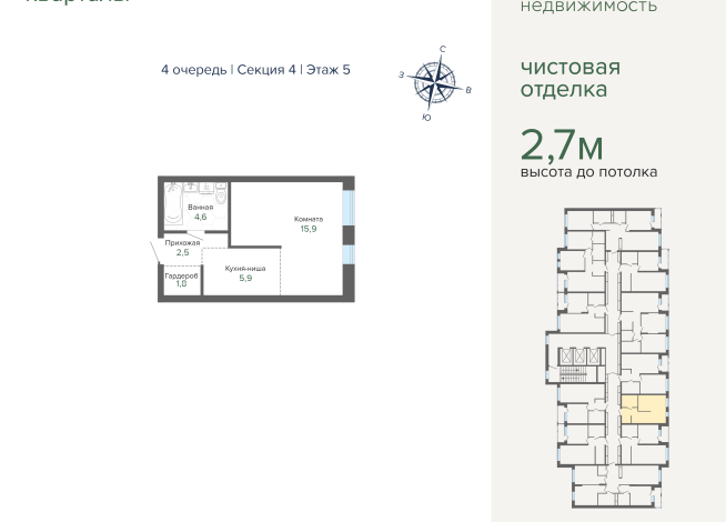 30.67 м² | 5 - 25 эт.