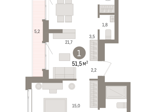51.00 м² | 22 - 25 эт.