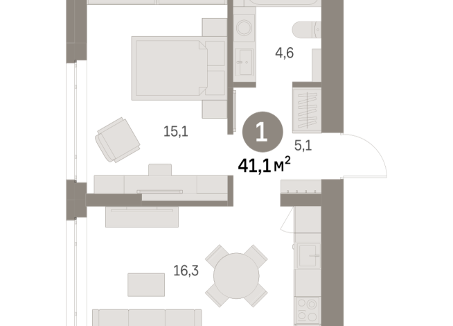 41.00 м² | 4 - 9 эт.