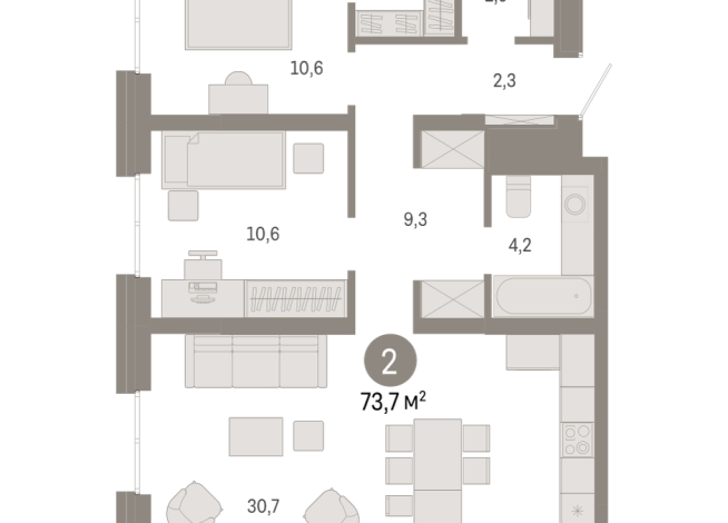 73.00 м² | 9 - 9 эт.