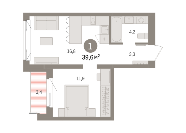 39.00 м² | 6 - 8 эт.